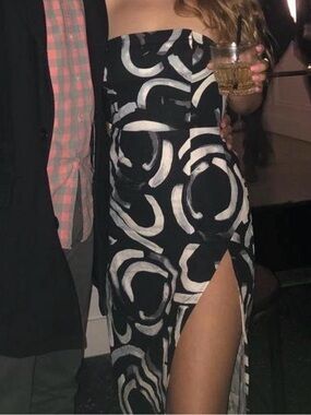 Urban Outfitters Black & White Strapless Abstract Maxi Dress